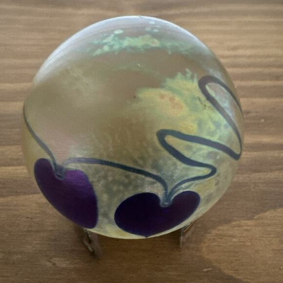 1981 EICKHOLT HEART VINE GLASS PAPERWEIGHT 3" - Picture 3 of 5